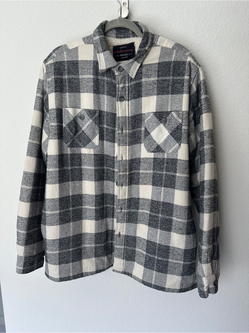 Black & White Plaid Button-Up Shirt